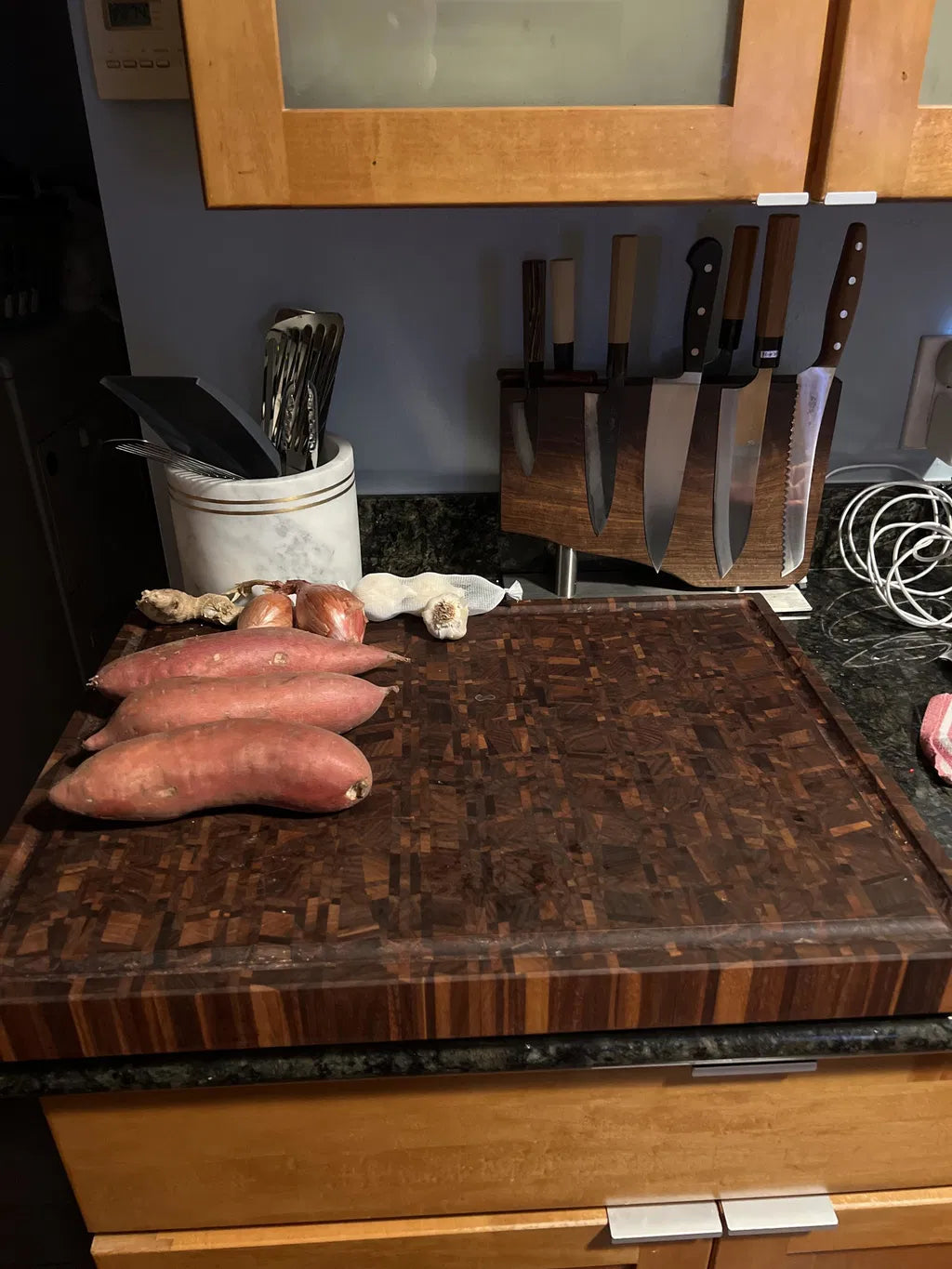 'Mosaic' End Grain Cutting Board-- Walnut