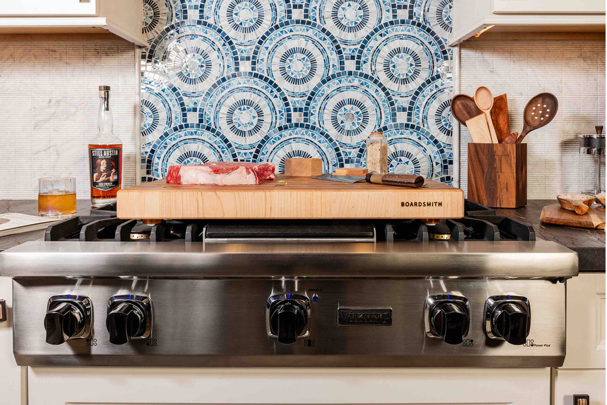 Maple End Grain Butcher Block by The Boardsmith featuring a polished surface and thick design.