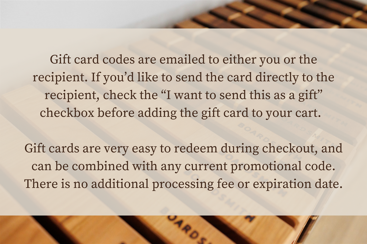 Boardsmith Cutting Board Gift Cards